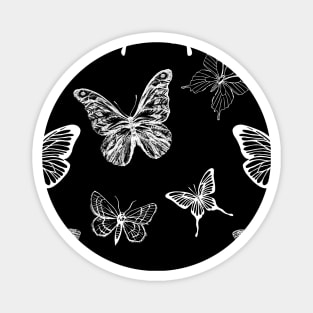 Black and White Vintage Butterfly Pattern Magnet